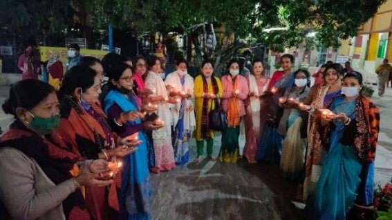 BJP women wing spotted mask less celebrating Dr. Manik Saha’s Birth Anniversary